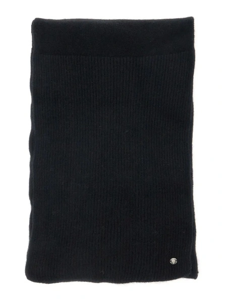 Esarfa 'Reese' Black Scarf with Logo Detail on the Front in Cashmere Woman