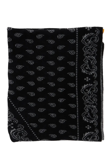 Esarfa 'The Wild Rag' Black Scarf with All-Over Motif in Cashmere for Women