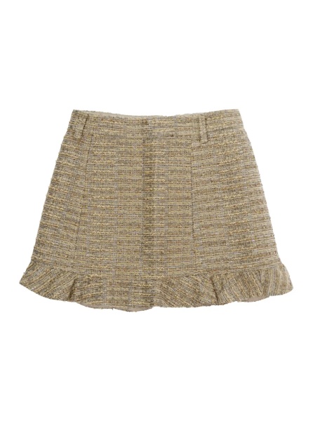 Fusta beige Skirt with logo patch on the front in Tech Fabric and wool for Girl