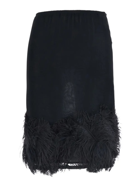 Fusta Black Skirt with feather details in tech fabric for women