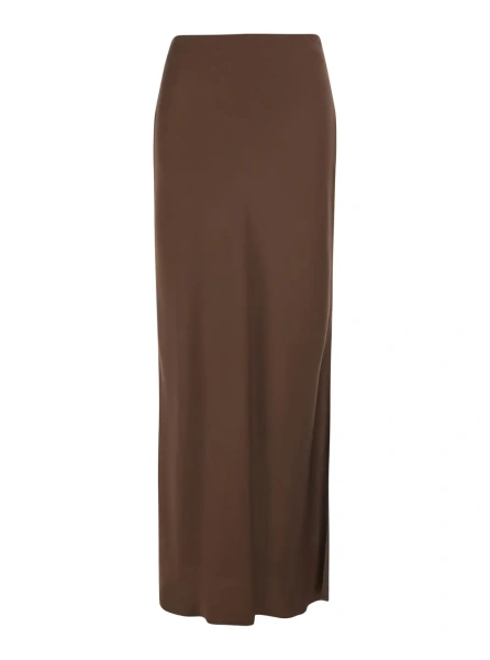 Fusta Brown Long skirt with slip-on design in viscose blend woman