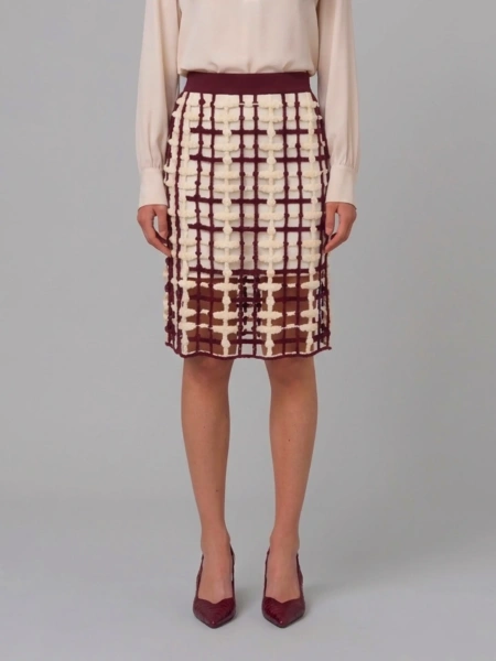 Fusta Burgundy Mesh Midi Skirt