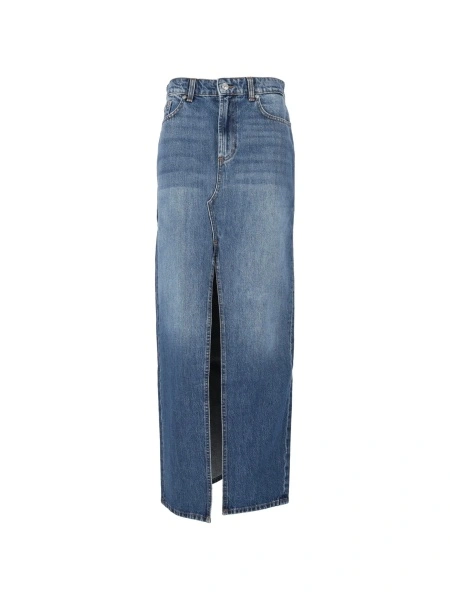 Fusta de blugi 7 For All Mankind albastra din bumbac