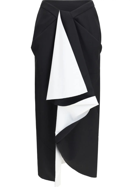 Fusta Draped midi Skirt in double-faced wool and mohair
