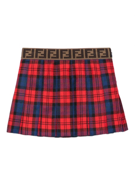 Fusta Fendi rosie din lana si poliamida
