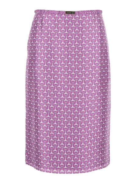 Fusta Purple Skirt with Front Logo Patch and All-Over Print for Women