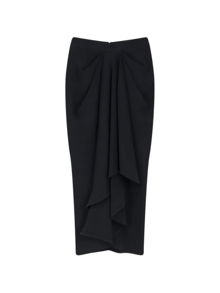 Fuste Draped crepe cady midi skirt
