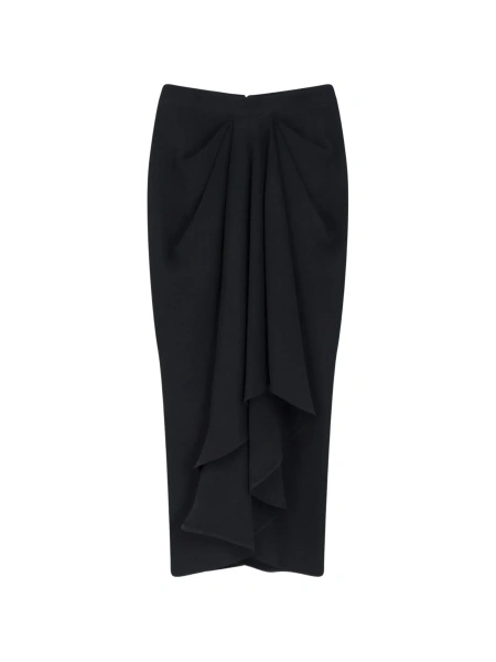 Fuste Draped crepe cady midi skirt