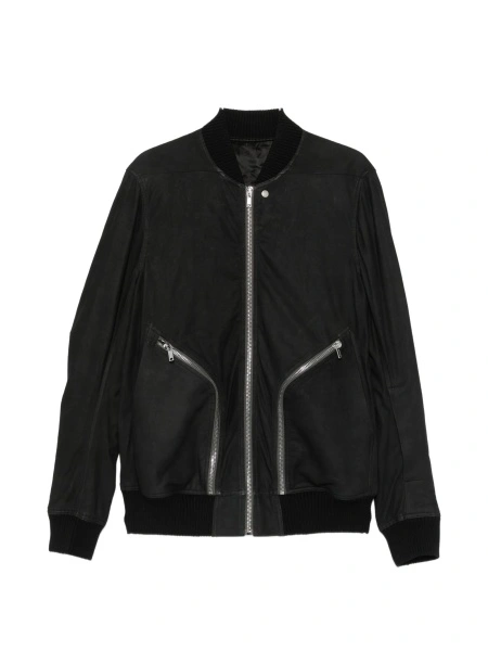Geaca bomber Rick Owens neagra din piele intoarsa