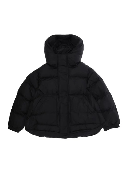 Geaca de Iarna Black Down jacket with hood and tone-on-tone logo patch on the front in Tech Fabric Boy