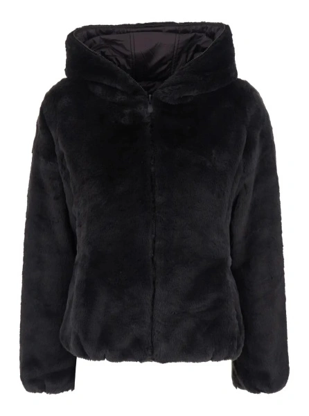 Geaca de Iarna Down jacket LAILA FURY reversible with high collar and pockets Brown Woman