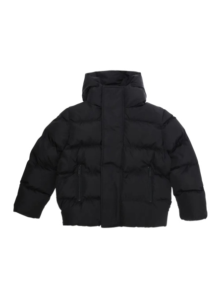 Geaca de Iarna Down jacket with hood and logo on the back in black tech fabric, boy