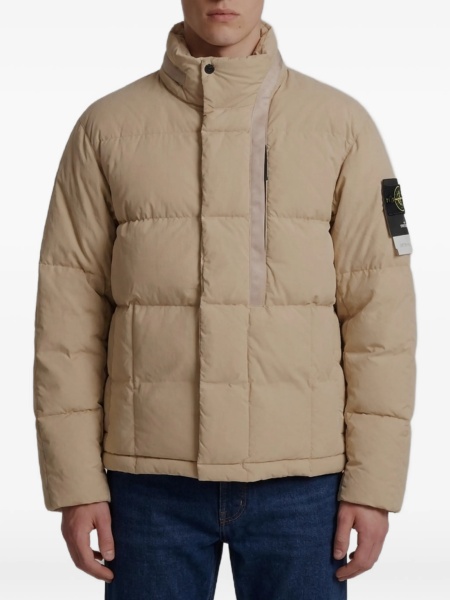 Geaca de iarna Stone Island neutra din poliamida si bumbac