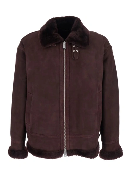 Geaca de piele ARMA mov din shearling si piele intoarsa