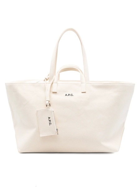 Geanta de mana A.P.C. alba din bumbac