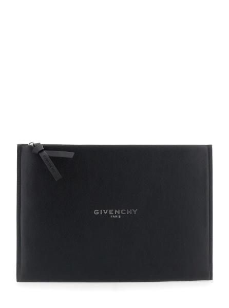 Geanta de mana 'Antigona' Black Clutch with logo lettering on the front in leather for women