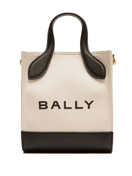 Geanta de mana Bally alba din piele si bumbac organic