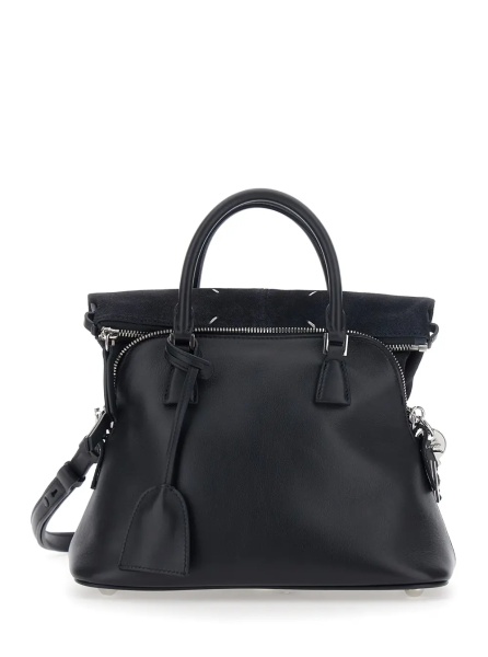 Geanta de mana Black Handbag with Adjustable and Removable Shoulder Strap in Leather for Women