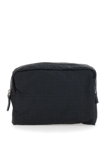 Geanta de mana Black Pouch with top zip closure in FF canvas for men
