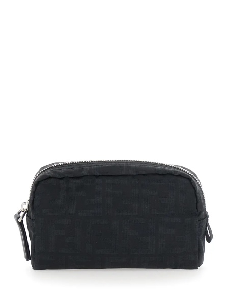 Geanta de mana Black Pouch with Zip Closure in FF Canvas for Men