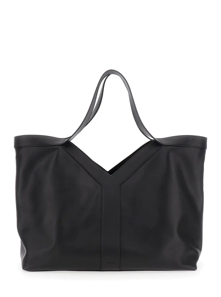 Geanta de mana Black Tote Bag with Two Top Handles and Hook Closure in Leather Man