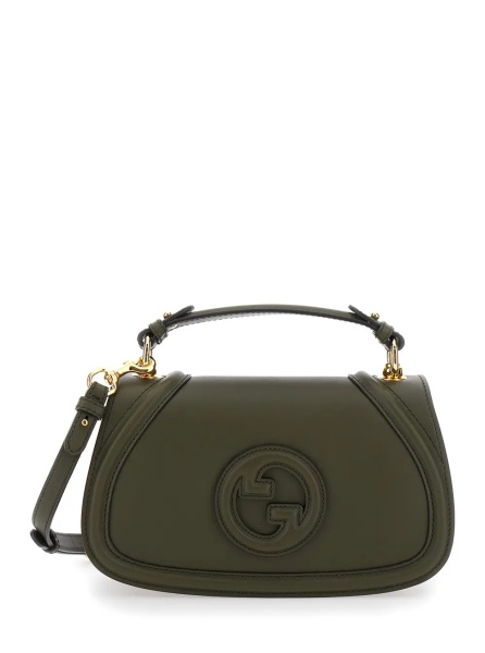 Geanta de mana 'Blondie' Green Handbag with GG Logo Plaque on the Front in Leather Woman