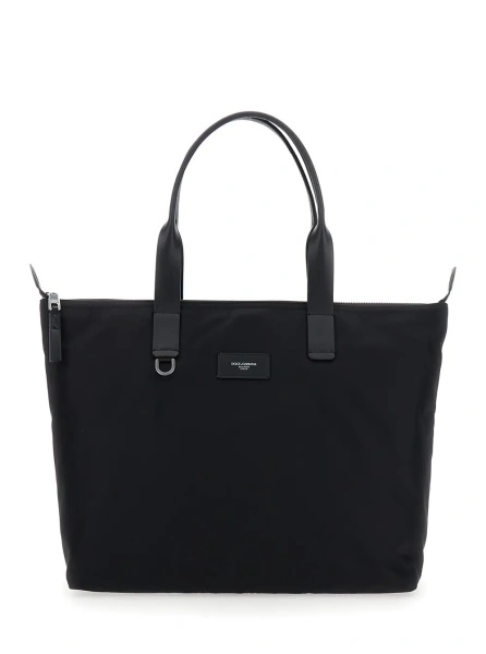 Geanta de mana Dolce & Gabbana neagra din tesatura tehnica