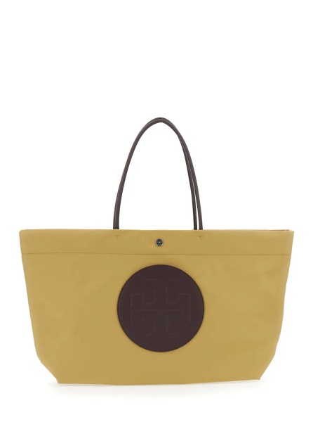Geanta de mana 'Ella Twist' Yellow Tote bag with Two Top Handles and Logo on Front in Ecoleather Women