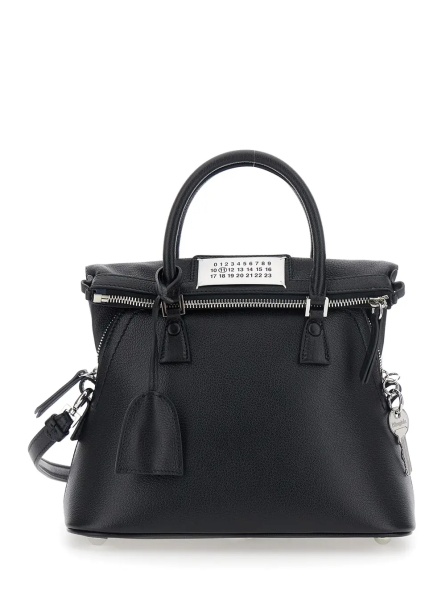 Geanta de mana Handbag with applied logo patch and keys on the side in black leather for women