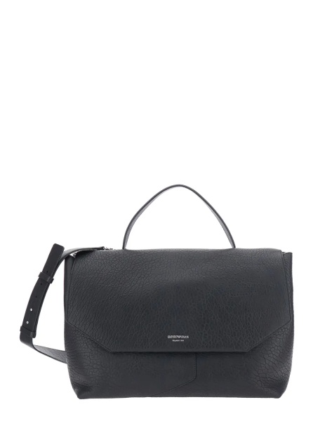 Geanta de mana Handbag with handles and 100% black leather for women