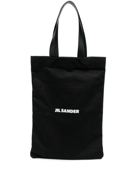 Geanta de mana Jil Sander neagra din piele eco si material textil