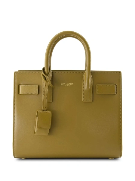Geanta de mana Saint Laurent Sac De Jour verde din piele si alama