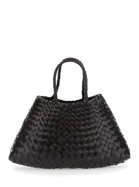 Geanta de mana 'Santa Croce' Brown Small Handbag with woven design in leather for women