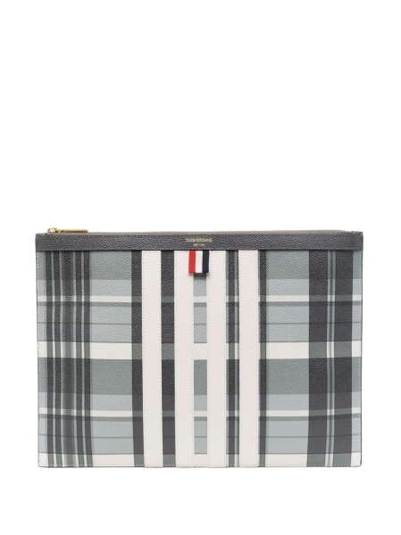 Geanta de mana Thom Browne gri din piele