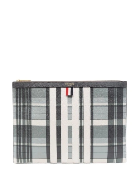 Geanta de mana Thom Browne gri din piele