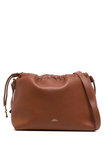Geanta de umar A.P.C. 'Louise' brown Crossbody bag with logo lettering on the front and drawstring closure in Ecoleather woman