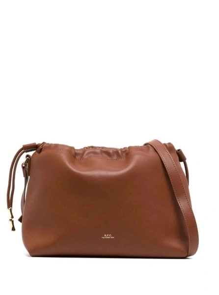 Geanta de umar A.P.C. 'Louise' brown Crossbody bag with logo lettering on the front and drawstring closure in Ecoleather woman