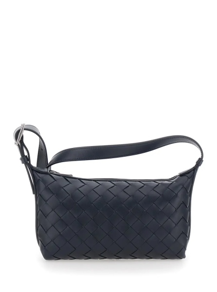 Geanta de umar Blue Crossbody bag with Adjustable Strap and Intreccio Motif in leather for Men