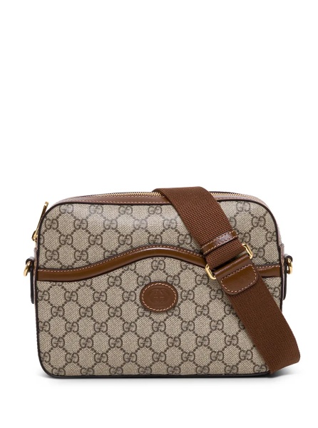Geanta de umar "GG Supreme" Beige Crossbody Bag with Logo Patch on Front