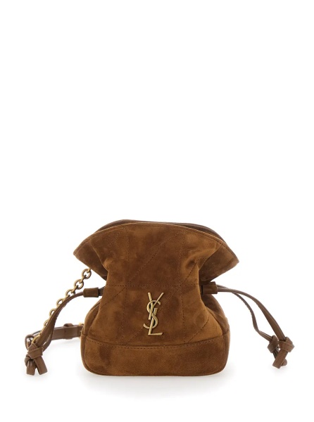 Geanta de umar 'Jamie Mini' Brown Crossbody bag with Cassandre Logo Plate on the Front in Suede Woman