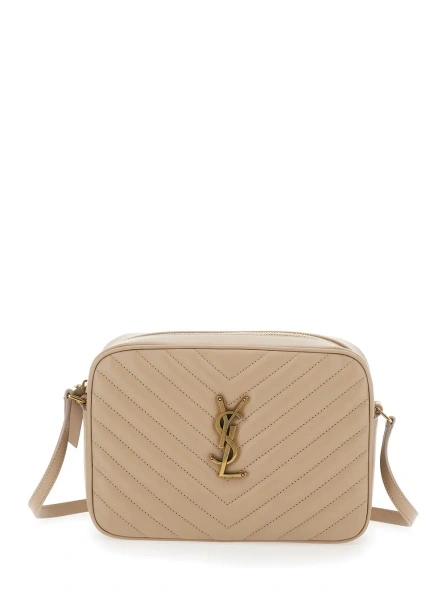 Geanta de umar Saint Laurent bej din piele 'Lou'