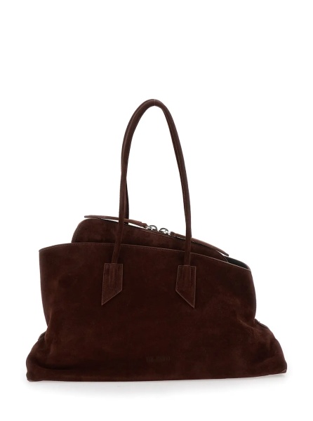 Geanta de umar Shoulder Bag 'La Passeggiata' with Two Top Handles in Brown Suede for Women