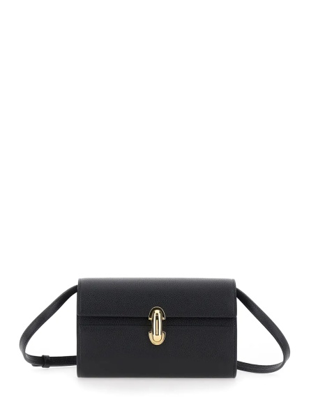 Geanta de umar Shoulder Bag 'Symmetry' with Clasp in Grained Black Leather for Women