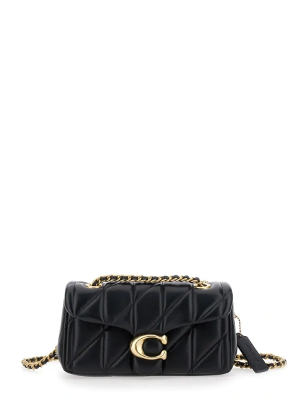 Geanta de umar Shoulder Bag 'Tabby 20' Quilted with Leather and Chain Straps and Logo Plate on the Front in Black Leather for Women