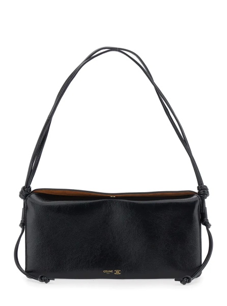 Geanta de umar Shoulder bag with Triomphe plaque in black leather Woman