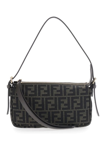 Geanta de umar 'Zip Top' Brown Crossbody bag with adjustable and removable strap in FF canvas for women
