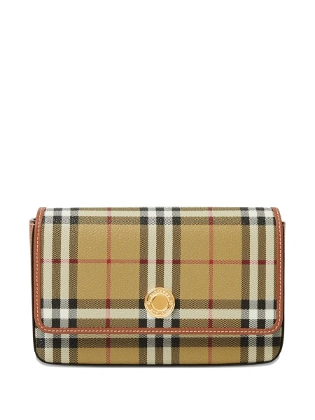 Geanta mini Burberry neutra din poliuretan si piele