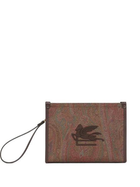 Geanta plic ETRO maro din pvc si material textil
