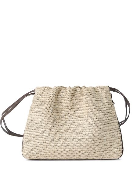 Geanta tip postas Brunello Cucinelli neutra din bumbac si nylon