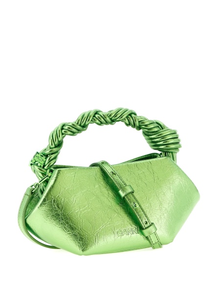 Geanta tip postas Ganni verde din poliuretan si polyester